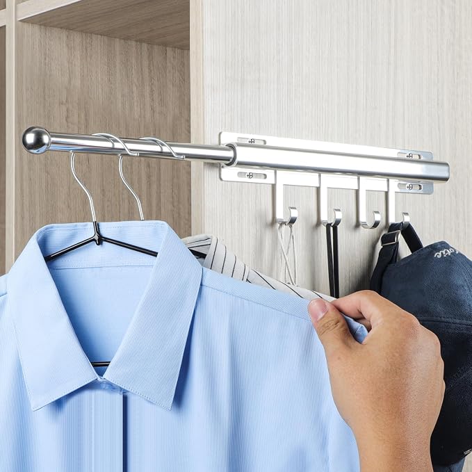 BaiNong Valet Rod for Closets Pull Out 12" Silver by BaiNong
