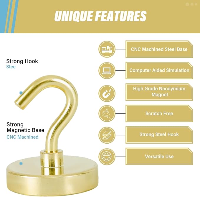 Neosmuk Magnetic Hooks, Heavy Duty 130lb+ Strong Magnet Hook - Image 5