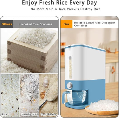 Lenwi 22-25 Lbs Rice Dispenser, Large Cereal Dry Food Storage Containers - Image 3