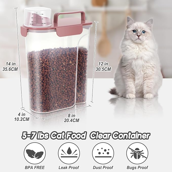 5-7Lbs Cat Dog Storage Container, Portable Pet Food Containers - Image 2