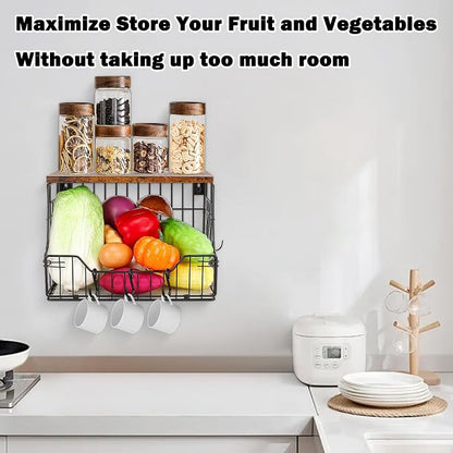 Livabber Fruit Basket for Kitchen, Metal Fruit Vegetable Storage Bin - Image 5