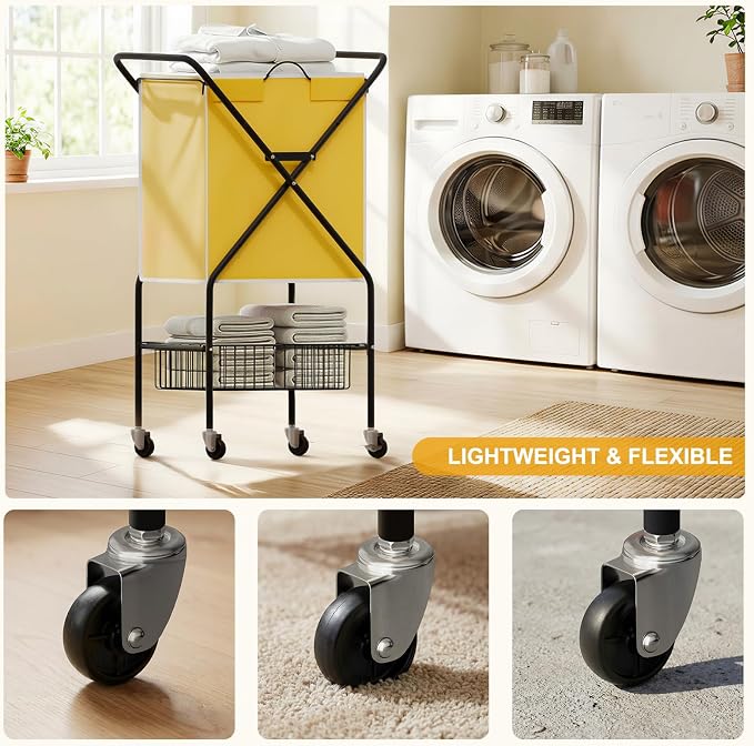 Convenient Laundry Basket with Wheels, Heavy Duty Dirty Clothes Laundry Hamper - Image 3