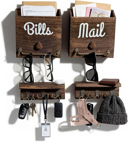 eBun Narrow Wood Mail Holder 2-Pack by eBun