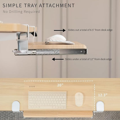 VIVO Small Clamp-on Computer Keyboard and Mouse Under Desk Slider Tray - Image 5