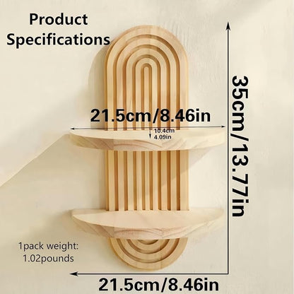 Oval Creative Solid Wood Double-Layer Wall Decorative Flower Pot and Storage - Image 2