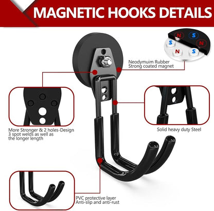 3-H Heavy Duty Magnet Garage Hooks 4 Pack, J Shape Strong Magnetic Hooks - Image 4