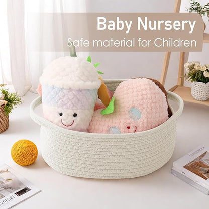 JMvicyroam Small Woven Basket, Empty Gift Basket, Cotton Rope, Includes Ribbon - Image 5