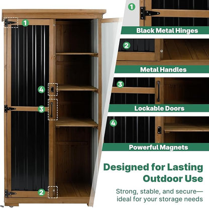 Ketive Outdoor Storage Cabinet, Tall Tool Garden Cabinet - Image 5