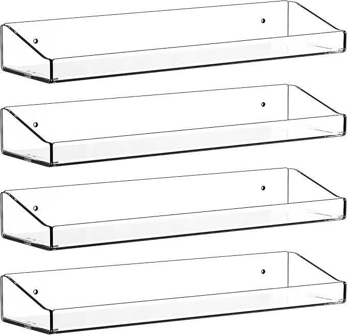 Yieach 4 Pack Adhesive Clear Bathroom Shower Shelves, No Drill Acrylic Shower - Image 9