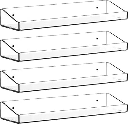 Yieach 4 Pack Adhesive Clear Bathroom Shower Shelves, No Drill Acrylic Shower - Image 9