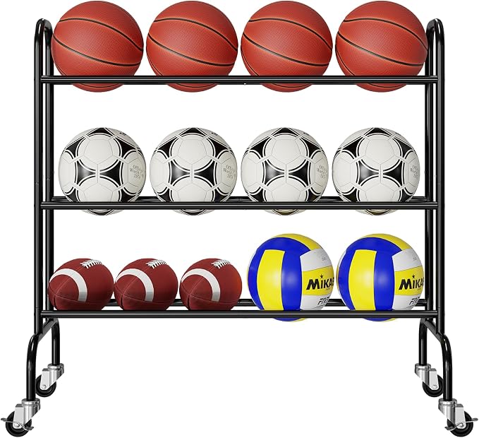 SUFAUY Sports Equipment Organizer, Garage Basketball Rack, Gear & Ball Storage by SUFAUY