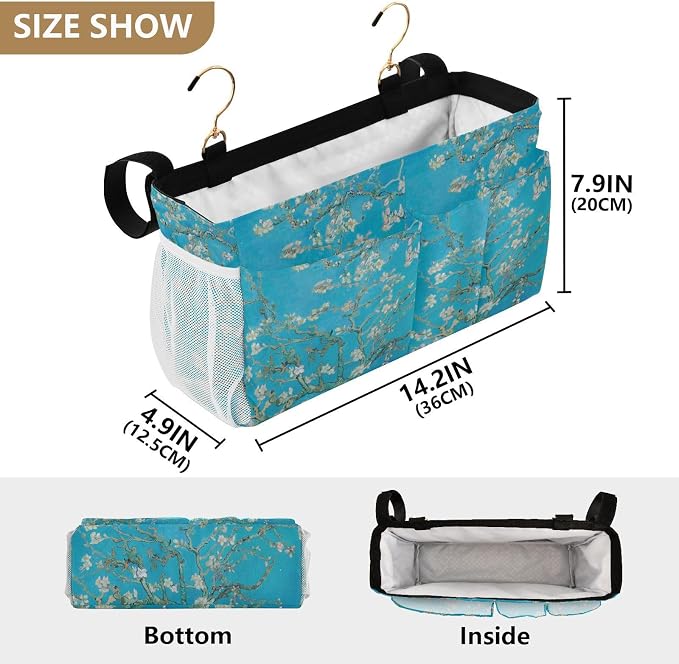 Bedside Caddy for Dorm Bed Bedside Hanging Caddy Bag Iron Frame Storage - Image 4