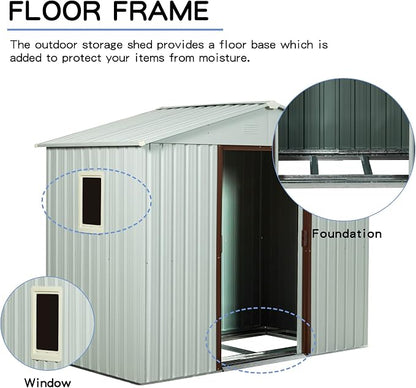 Outdoor Metal Storage Shed Window Ventilation Foundation Frame Waterproof - Image 2