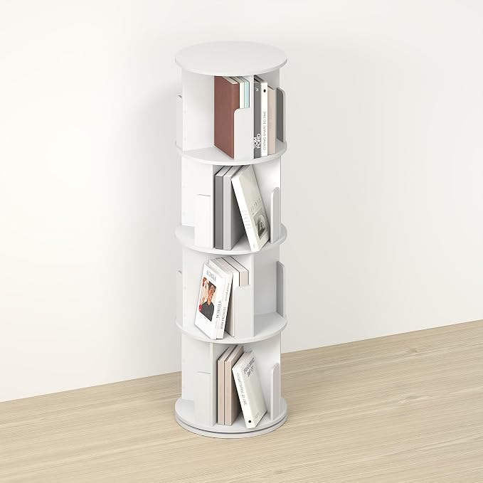 Toki 4-Tier 360 Rotating Bookshelf, Spinning Bookshelf Tower, Revolving Bookcase - Image 7