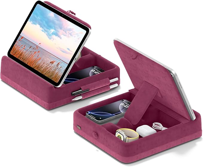 KDD Tablet Pillow Stand with Storage, Foldable iPad Holder by KDD