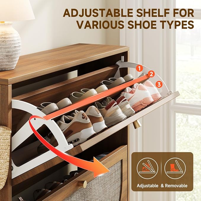 Nicetree Rattan Arched Accent Shoe Storage Cabinet - Image 7