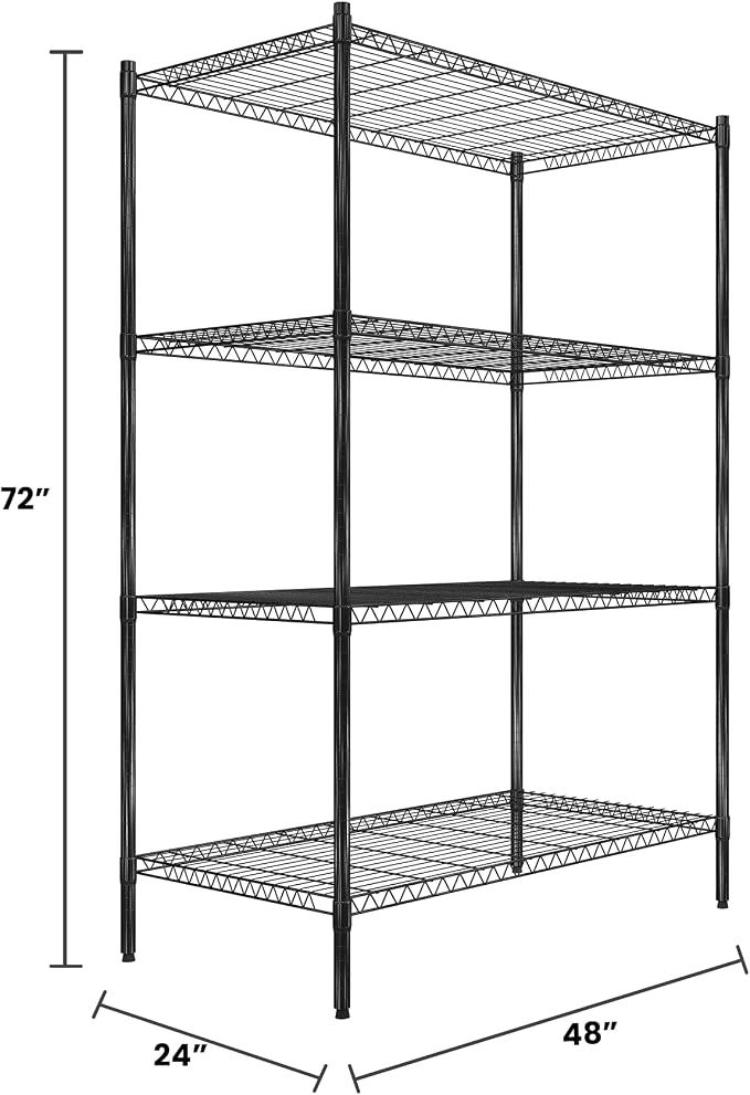 Quantum Storage Systems RWR72-2448LDBK Adjustable Wire Black Epoxy 4 Shelves - Image 2