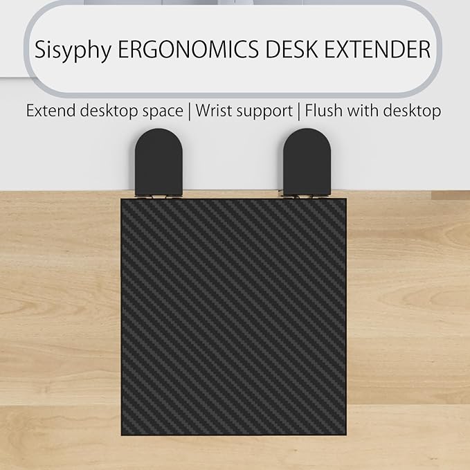 Sisyphy Ergonomics Desk Extender Tray, 9.5x9.1" Punch-Free Clamp on, Foldable - Image 2