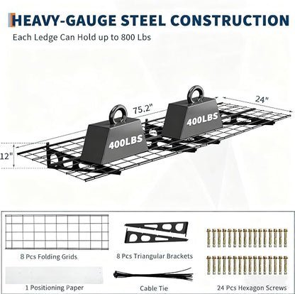 GarveeLife 2 Pack 2x6 ft Garage Storage Shelving Wall Mounted, 24 in-By-72 in - Image 3