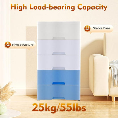 Plastic Drawers Dresser Storage Cabinet, Movable Vertical Chest of Drawers in - Image 5
