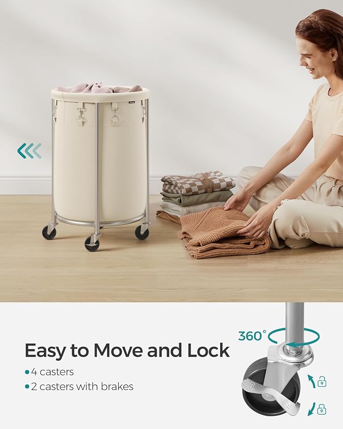 SONGMICS Laundry Basket, Rolling Steel Frame - Image 4