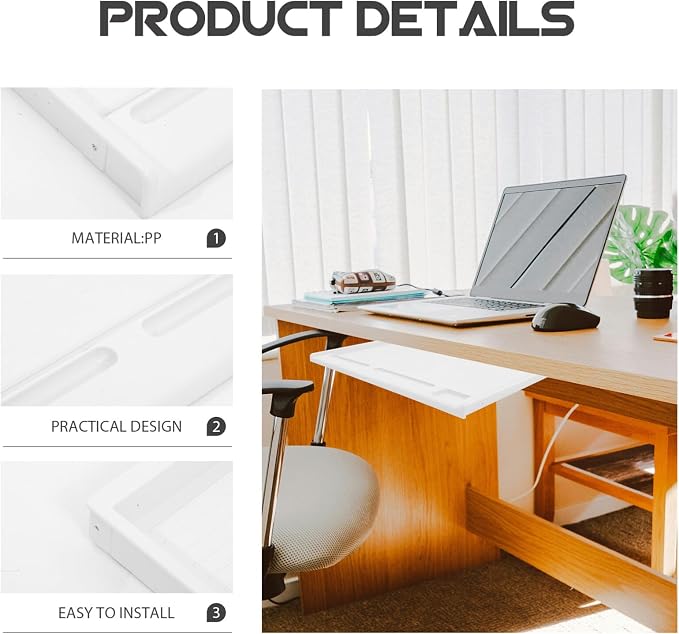 jojofuny 1 Set of Keyboard Tray Under Desk, Keyboard Sliding Tray Under Desk - Image 9