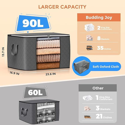 Budding Joy 90 L Large Storage Bags, 10 Pack Clothes Storage Bins Foldable - Image 3