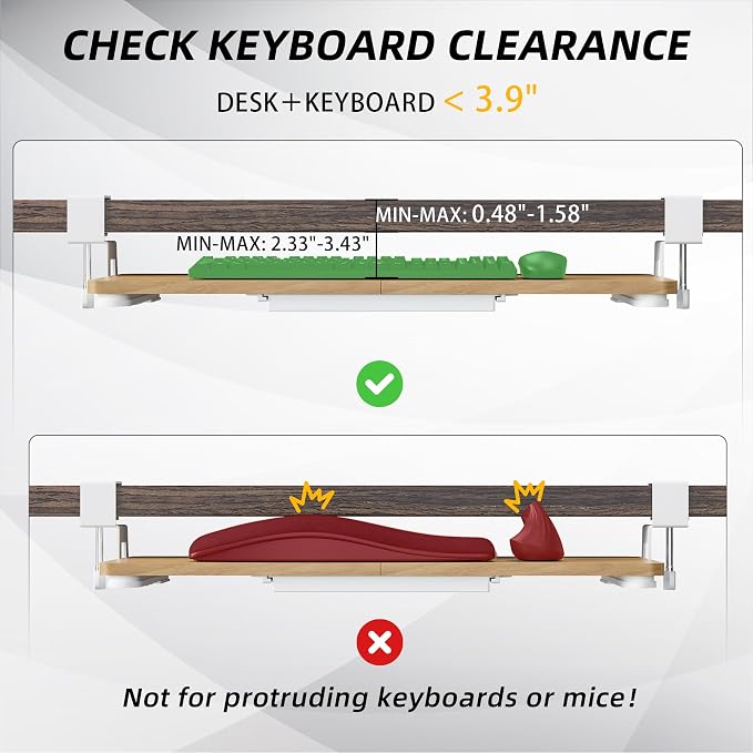 ETHU Keyboard Tray Under Desk, 26.77" X 11.81" Large Size Keyboard Tray - Image 9