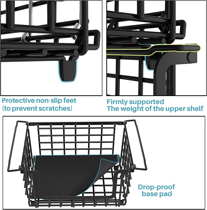 2 Pack Stackable Metal Wire Vegetable Fruit Basket - Image 5
