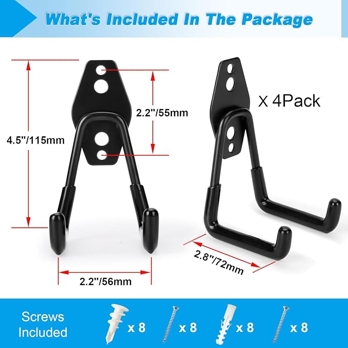4 Pack Garage Hooks Heavy Duty - Image 2