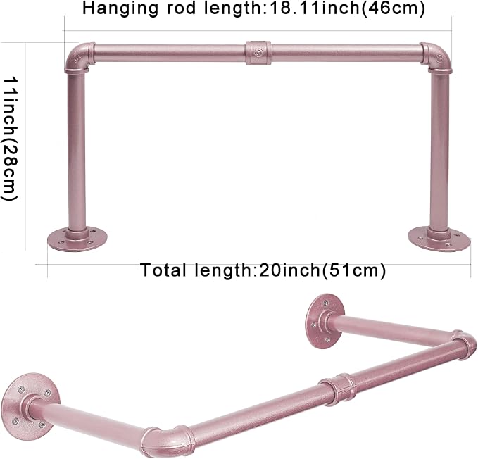 WEBI Industrial Pipe Clothing Rack, Heavy Duty Metal Garment Rack Bar Wall - Image 4