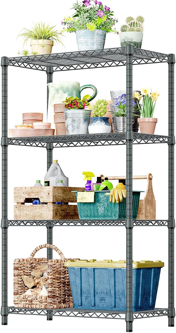 IZEUK 4-Tier Outdoor Metal Storage Shelving Unit, Heavy Duty Wire Rack Organizer by IZEUK