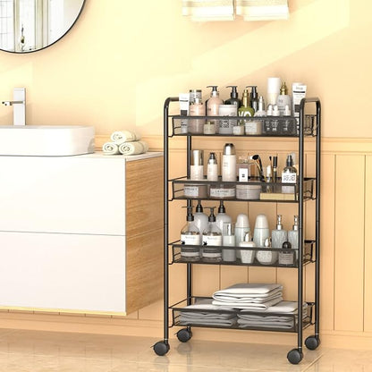4-Tier Mesh Rolling Cart - Image 5