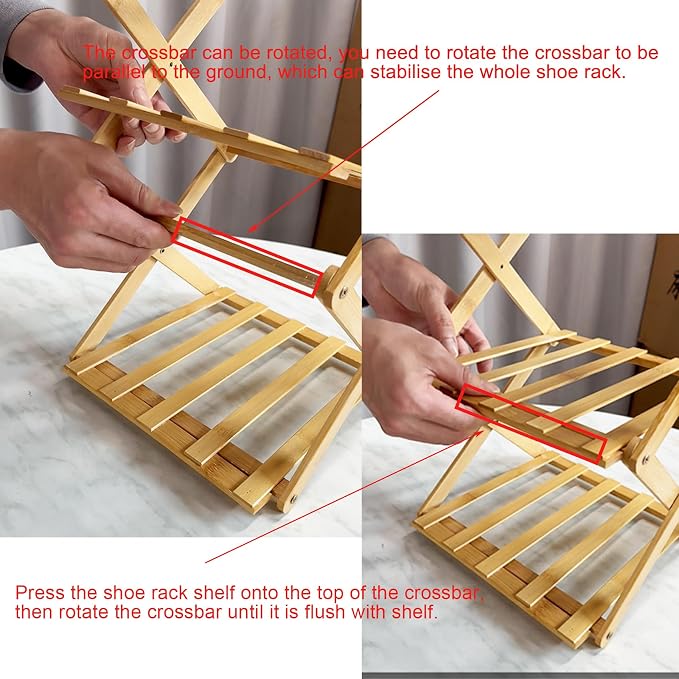 YYW Bamboo Shoe Rack for Entryway, Installation-Free and Foldable Vertical Shoe - Image 4