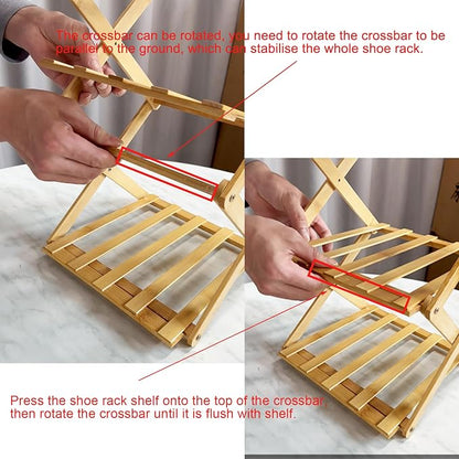 YYW Bamboo Shoe Rack for Entryway, Installation-Free and Foldable Vertical Shoe - Image 6