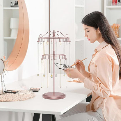 iDavosic.ly 2 Tier Rotating Necklace Holder Organizer - Image 2