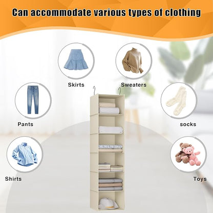 Hanging Closet Organizer, Easy Mount Foldable 6-Shelf Hanging Closet Wardrobe - Image 8