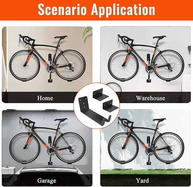 Bike Pedal Hanger Wall Mount, Heavy Duty Horizontal Bike Rack - Image 6