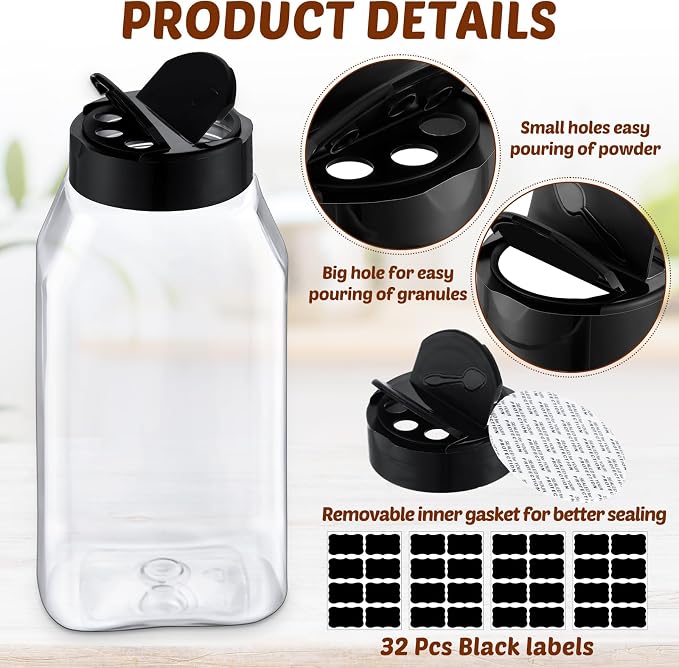 Mifoci 28 Pack 16 oz Plastic Spice Jars - Image 3