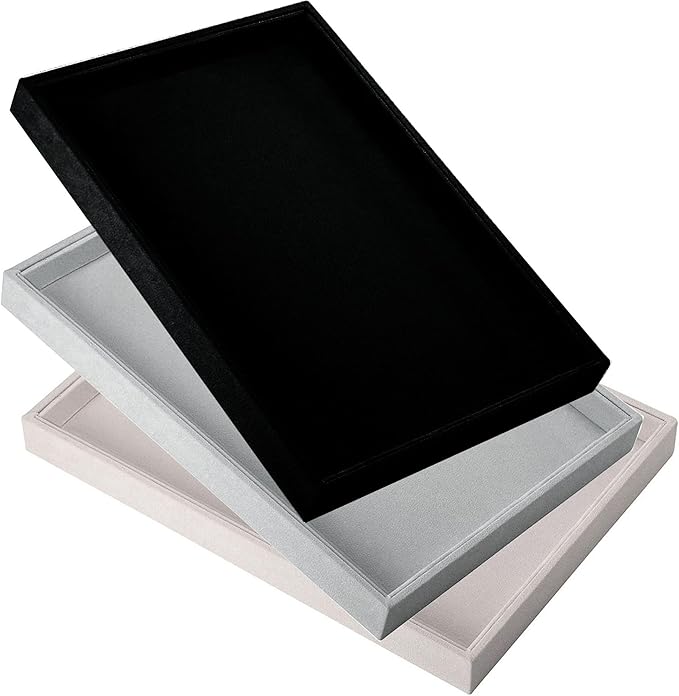 Mornajina 9" x 5.7" Velvet Jewelry Tray Jewelry Display Tray, Stackable Empty - Image 7