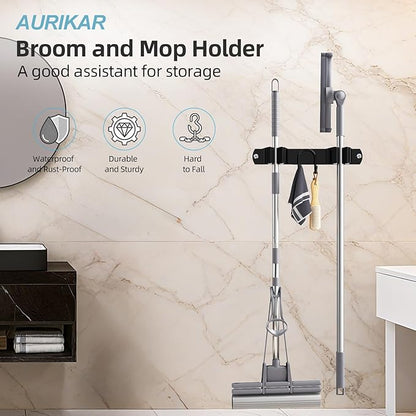 Broom Holder Wall Mount, Stainless Steel Mop and Broom Organizer, Broom Hanger - Image 3