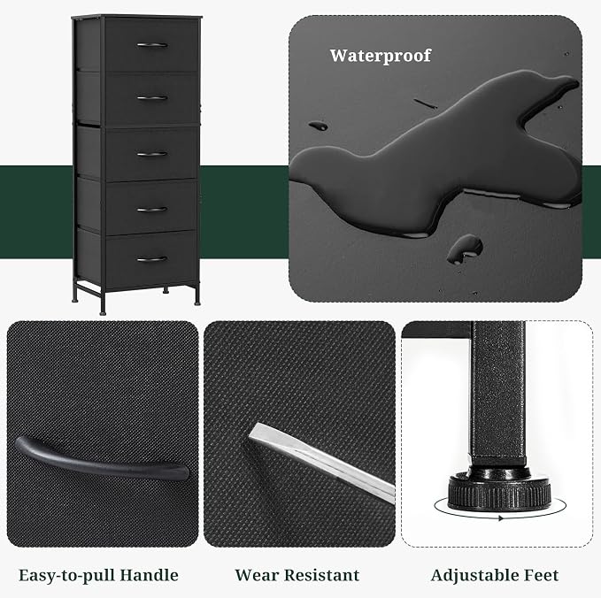 5 Drawers Dresser for Bedroom Fabric Storage Tower - Image 7