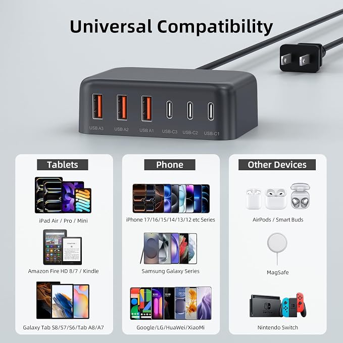 6 in 1 USB Charger, 50% Smaller Charging Station - Image 2