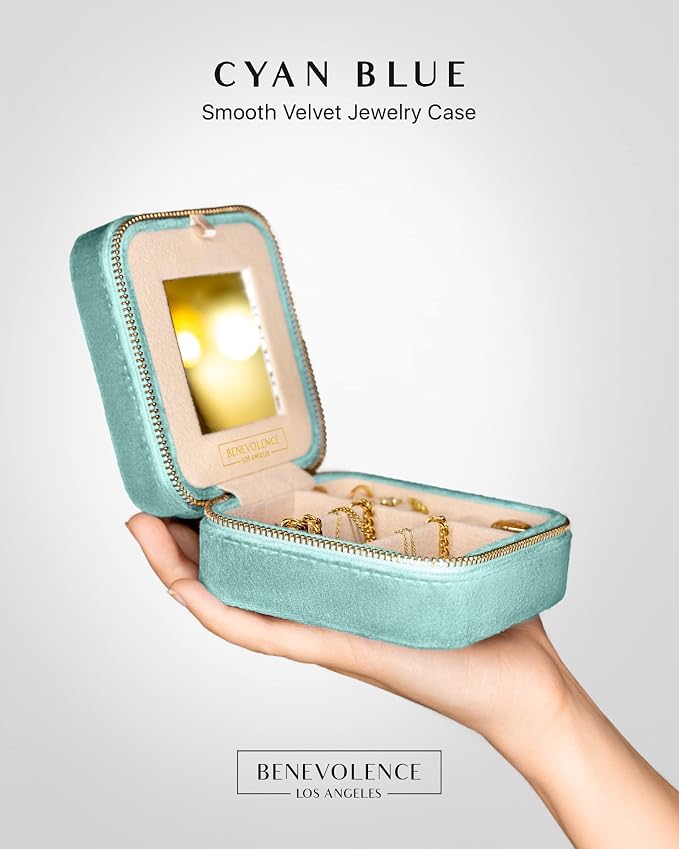 Benevolence LA Plush Velvet Jewelry Box | Travel Jewelry Case Organizer - Image 2