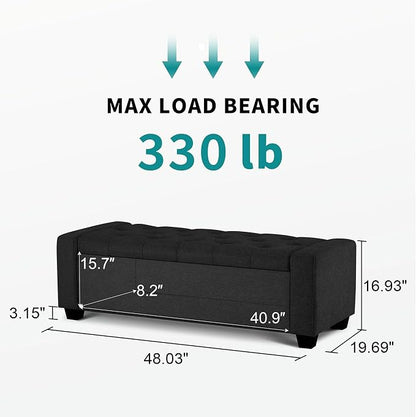 Huatean Home 48" Ottoman with Storage, Upholstered Entryway Bench with Seating - Image 2