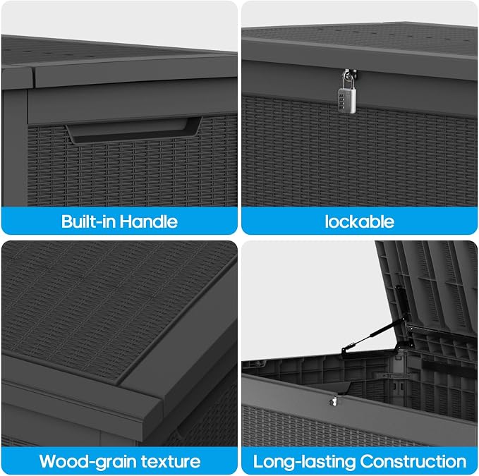 320Gal Waterproof Outdoor Storage Box, Lockable Heavy Duty Deck Boxes | - Image 5