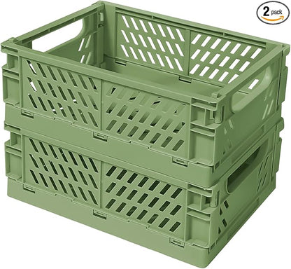 Small Pastel Plastic Storage Bins 2Pcs Foldable Pastel Crates Plastic Basket by Tobesonuoze