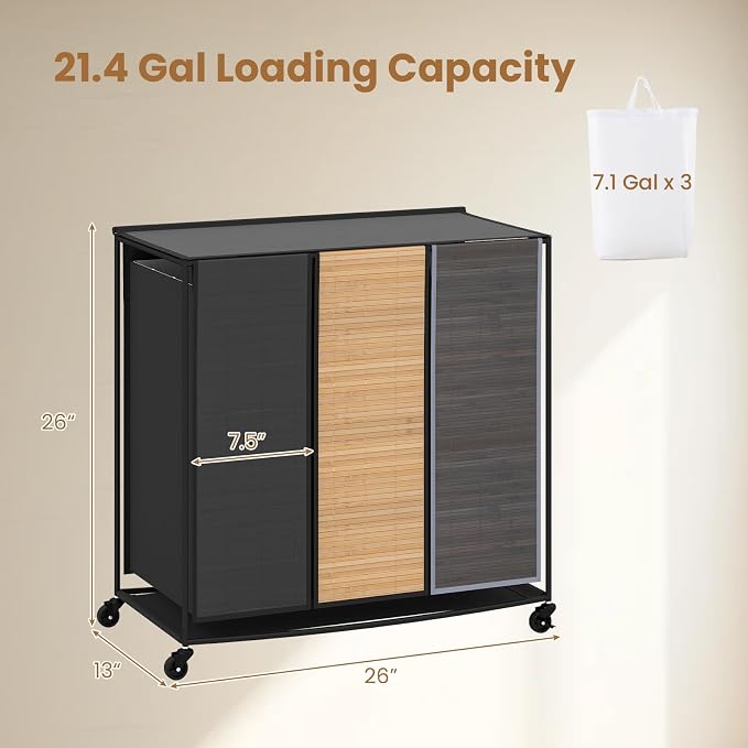 Giantex Laundry Hamper Sorter 3 Section - Image 9