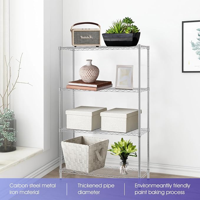 PayLessHere | 4-Tier Wire Shelf | 36"x14"x54" | Chrome | Adjustable Racks | - Image 4