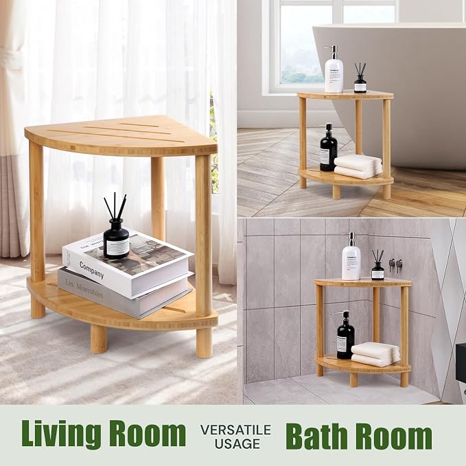 Upgraded Bamboo Corner Shower Stool - Image 5